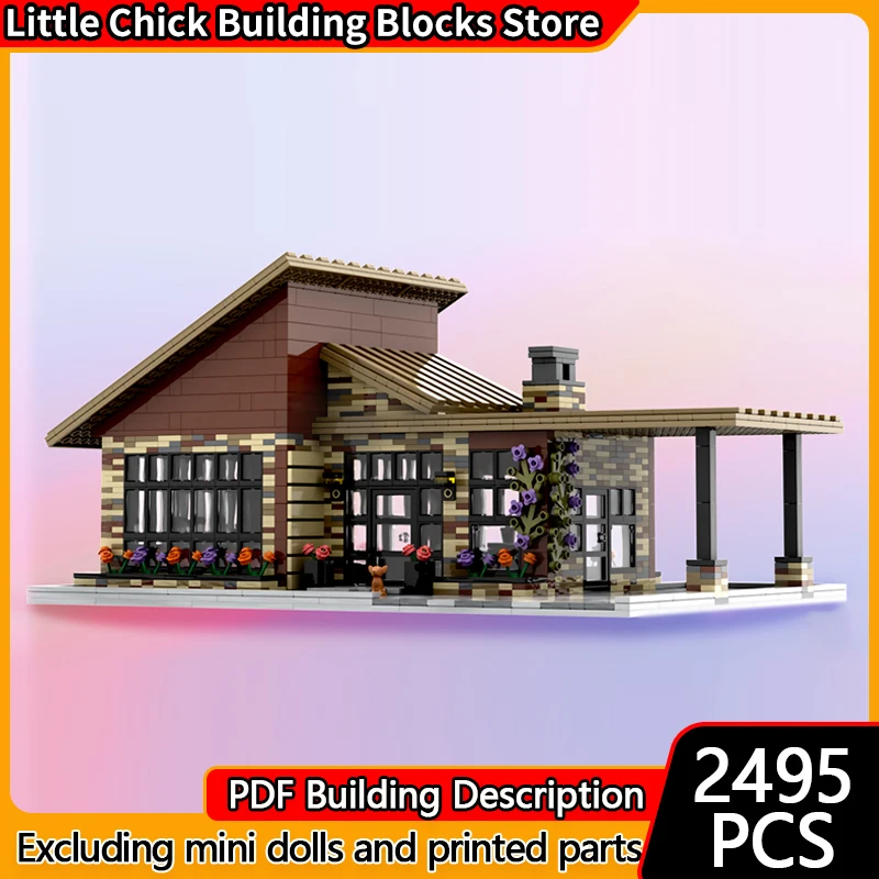 

Модель City Street View MOC, строительные кирпичи, современный индивидуальный дом, модульная технология, детские праздничные подарки, сборные игрушки, костюм