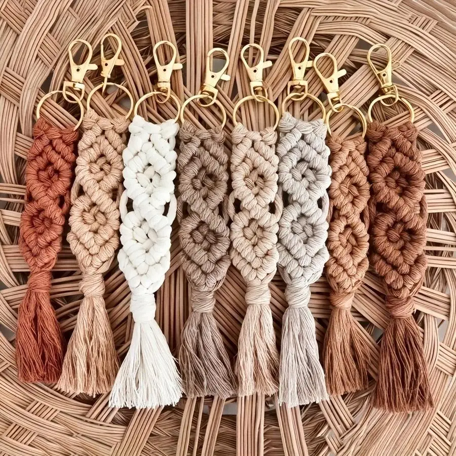 1/5/10/20/50/100pcs Handmade Woven Keychains with Tassels, Keychains, Valentine's Day, Gifts of Love, Family Keychains, Valentin