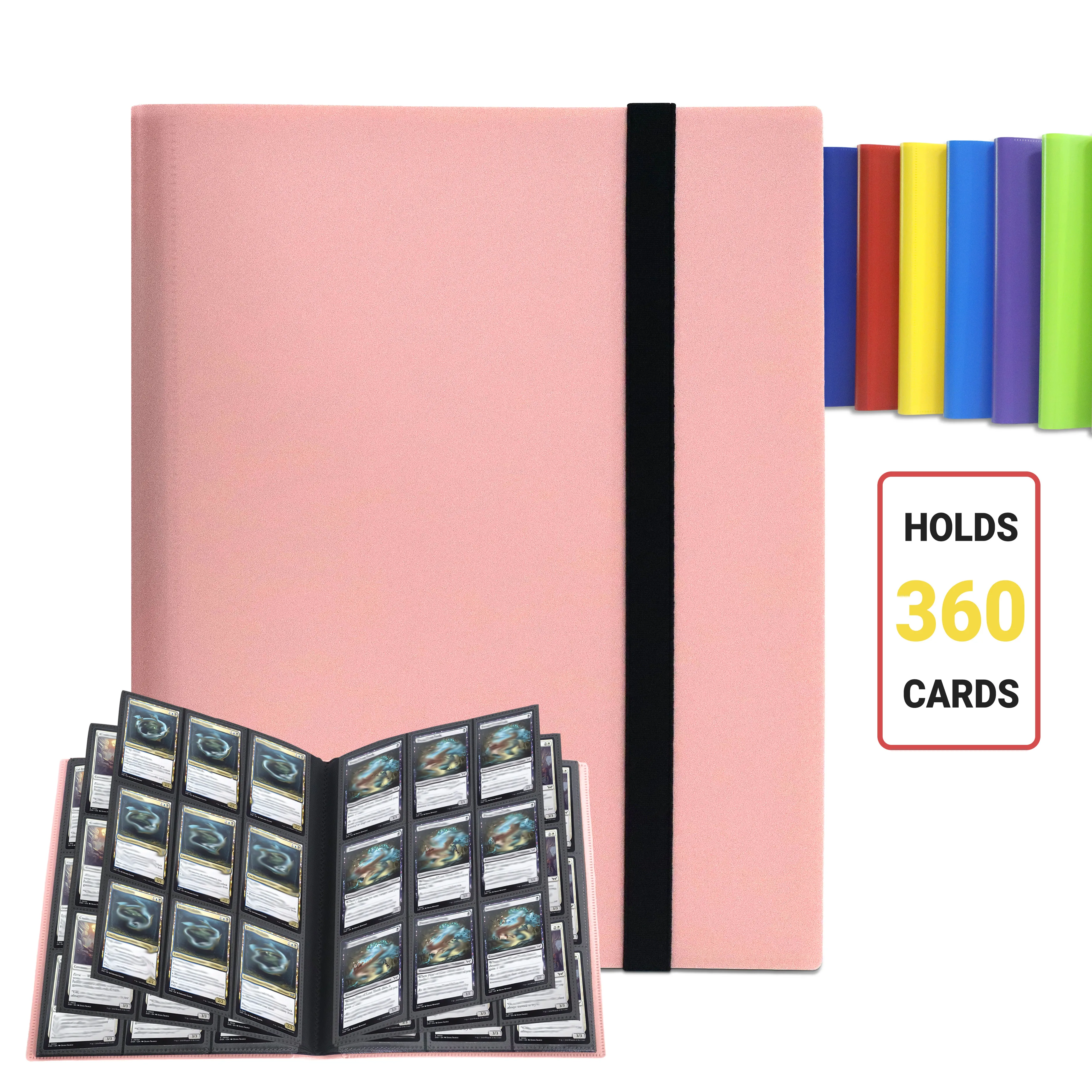 9-Pocket Trading Card Binder, 360-Card PP Waterproof  Album with Elastic Strap for Sports Cards/Game Cards,Gift For Friend