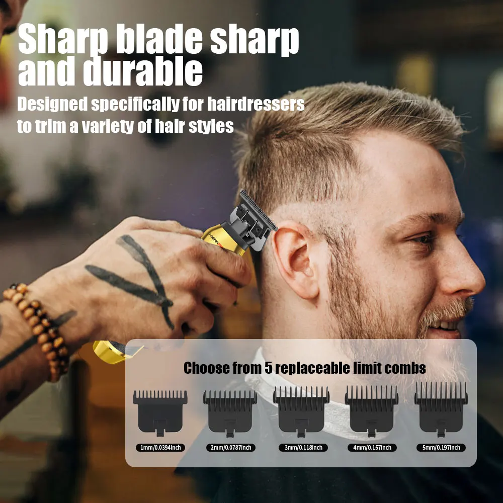 

Профессиональный триммер для бороды для мужчин — электрические машинки для стрижки волос, Edgers с Т-образным лезвием с нулевым зазором, беспроводной перезаряжаемый триммер для усов