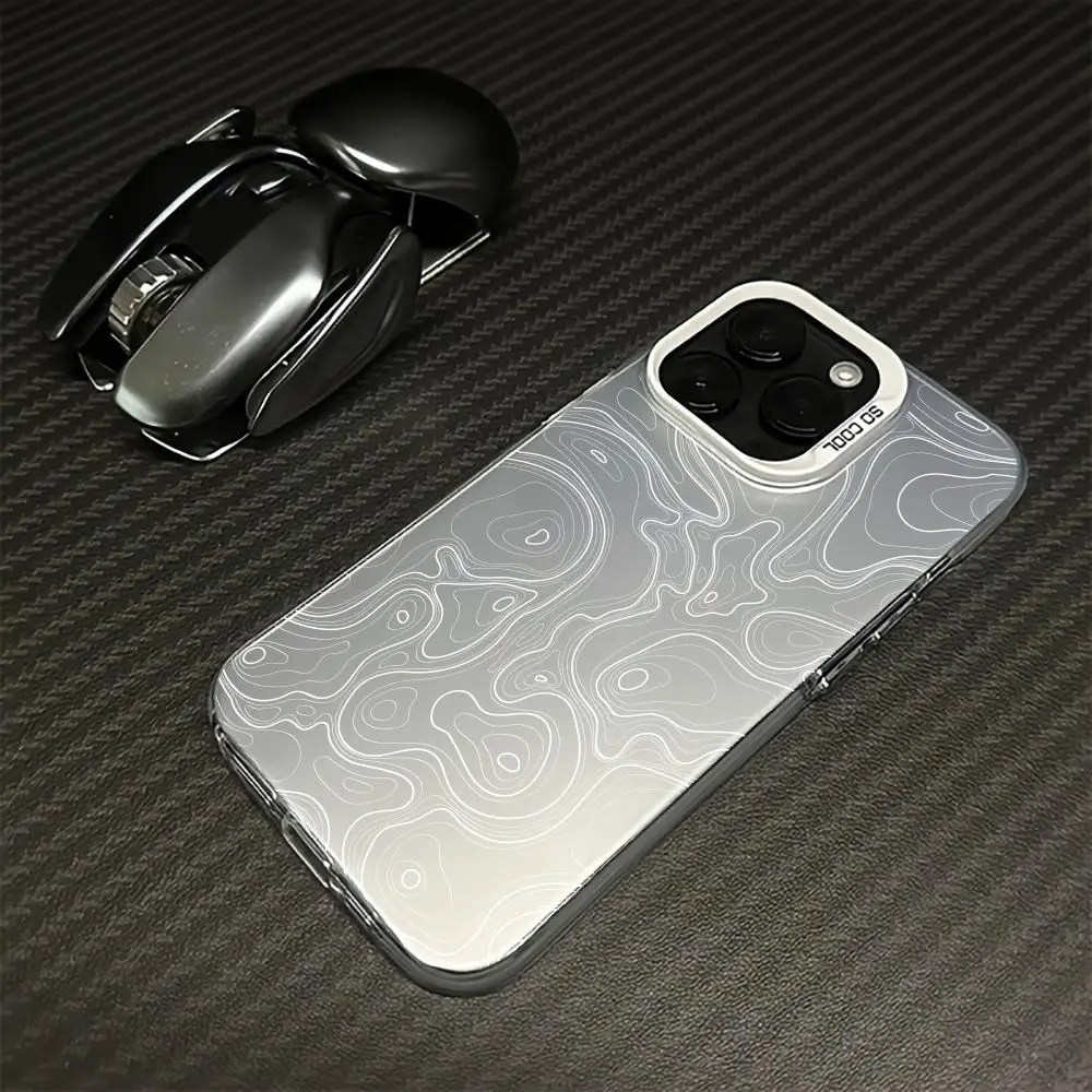 حافظة هاتف بتصميم أنماط الخط الفني التجريدي مناسبة لهاتف iPhone16 15 14 13 12 11 Pro Max مقاومة للصدمات ومضادة للبصمة