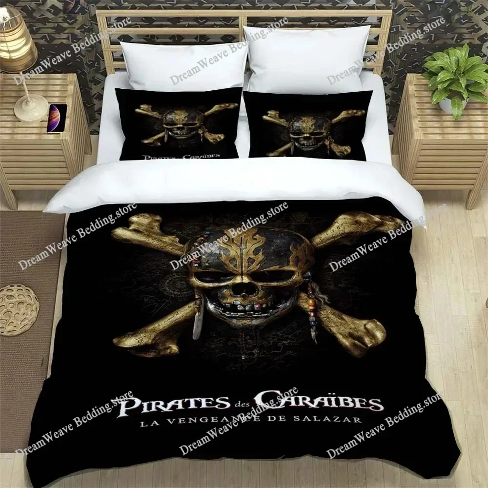 Pirates Jack Duvet Cover Pillowcase Pirates of The Caribbean Bedding Set Adult Boy Bedroom Decoration Gift Single Double SizeFQH