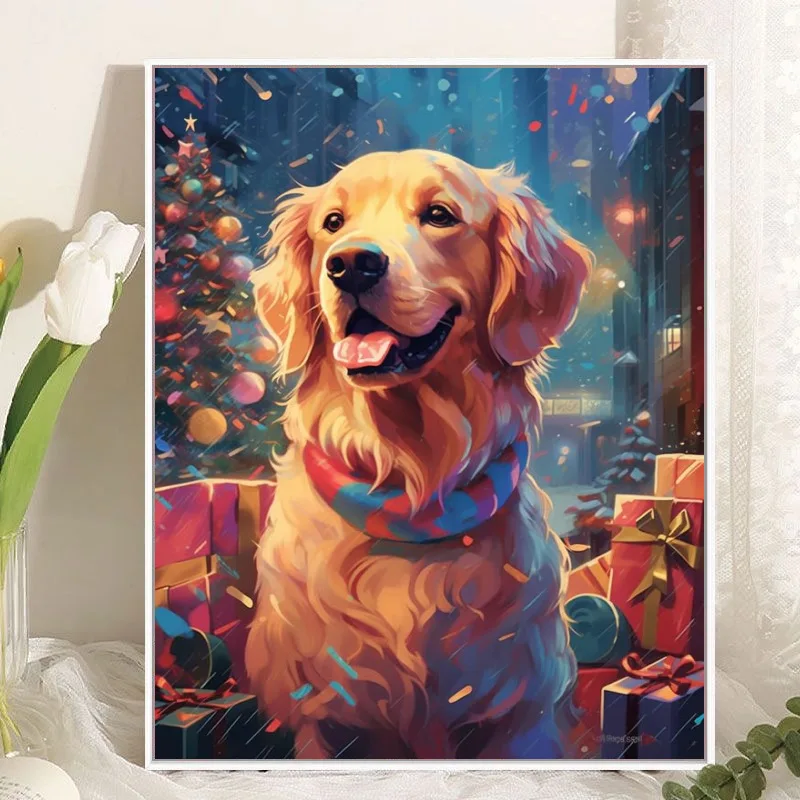 DIY Paint By Numbers Golden Retriever Dog Digital Oil Paint for Adults and Kids Cute Animal Art Home Decor