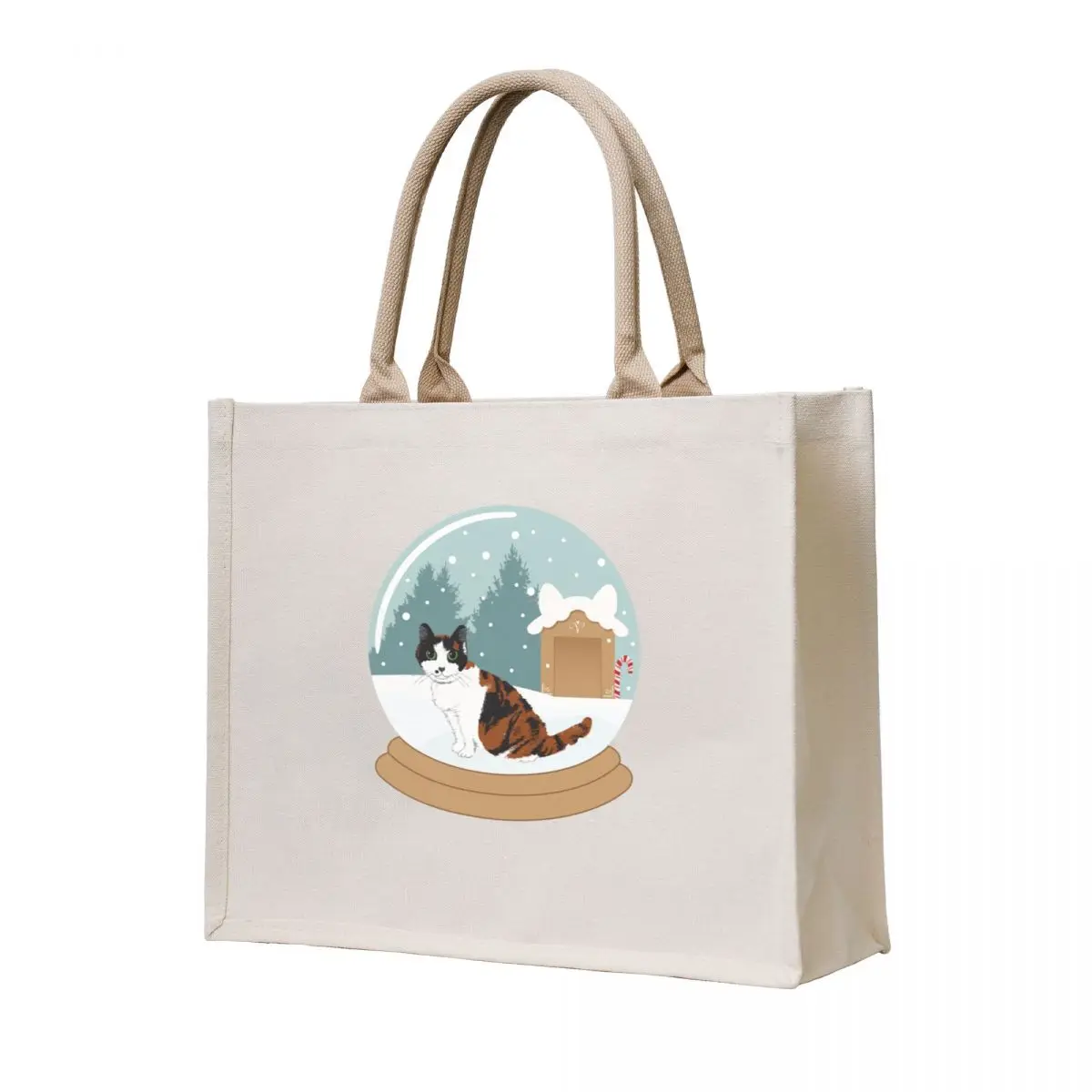 

Warm Fuzzy Wishes Cat Snow Globe Tote Bag custom tote bag large size bags Reusable bags shopper bags for women