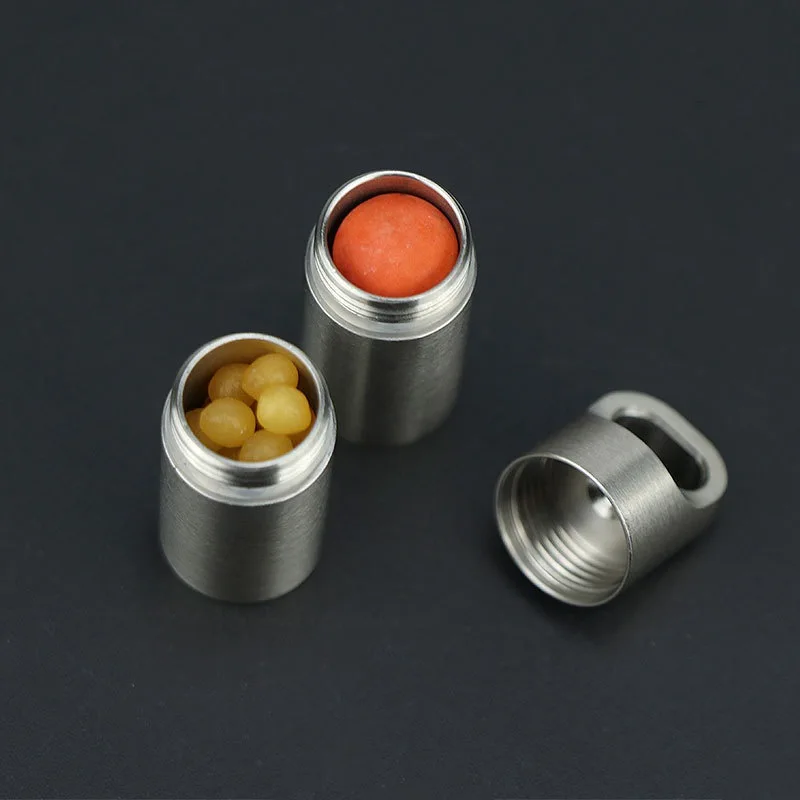 Waterproof Stainless Steel Capsule Outdoor Survival Pill Box Container Seal Bottle Medicine Storage Tank with Necklace