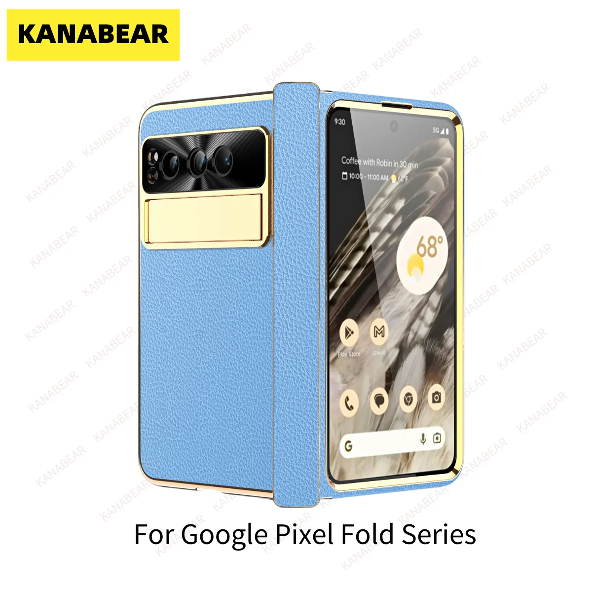 KANABEAR is suitable for Google Pixel Fold phone case. Pixel Fold plain leather folding hinge, full package anti drop protection