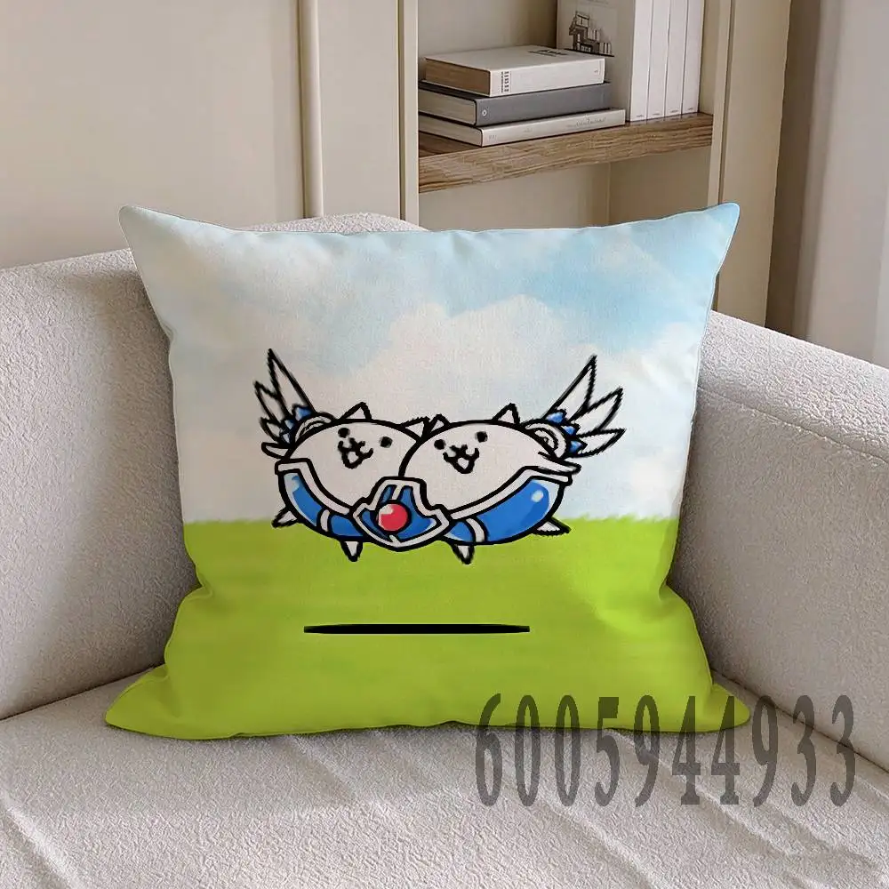 T-The Battle Cats Anime Celebrity Merchandise All-Match Printed Pillow Case Sofa Car Office Room Decoration Protector