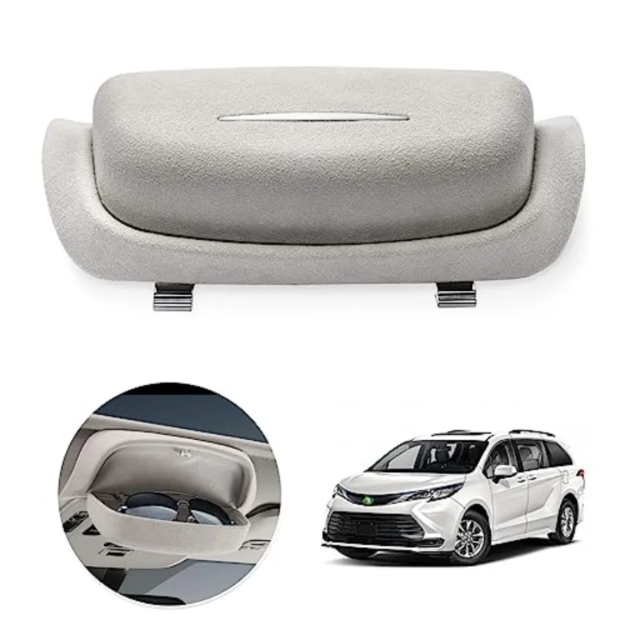 

Glasses Holder for Toyota Sienna 2021 2022 2023 2024 Accessories Sunglasses Case Storage Flocking Visor Organizer Storage Grey
