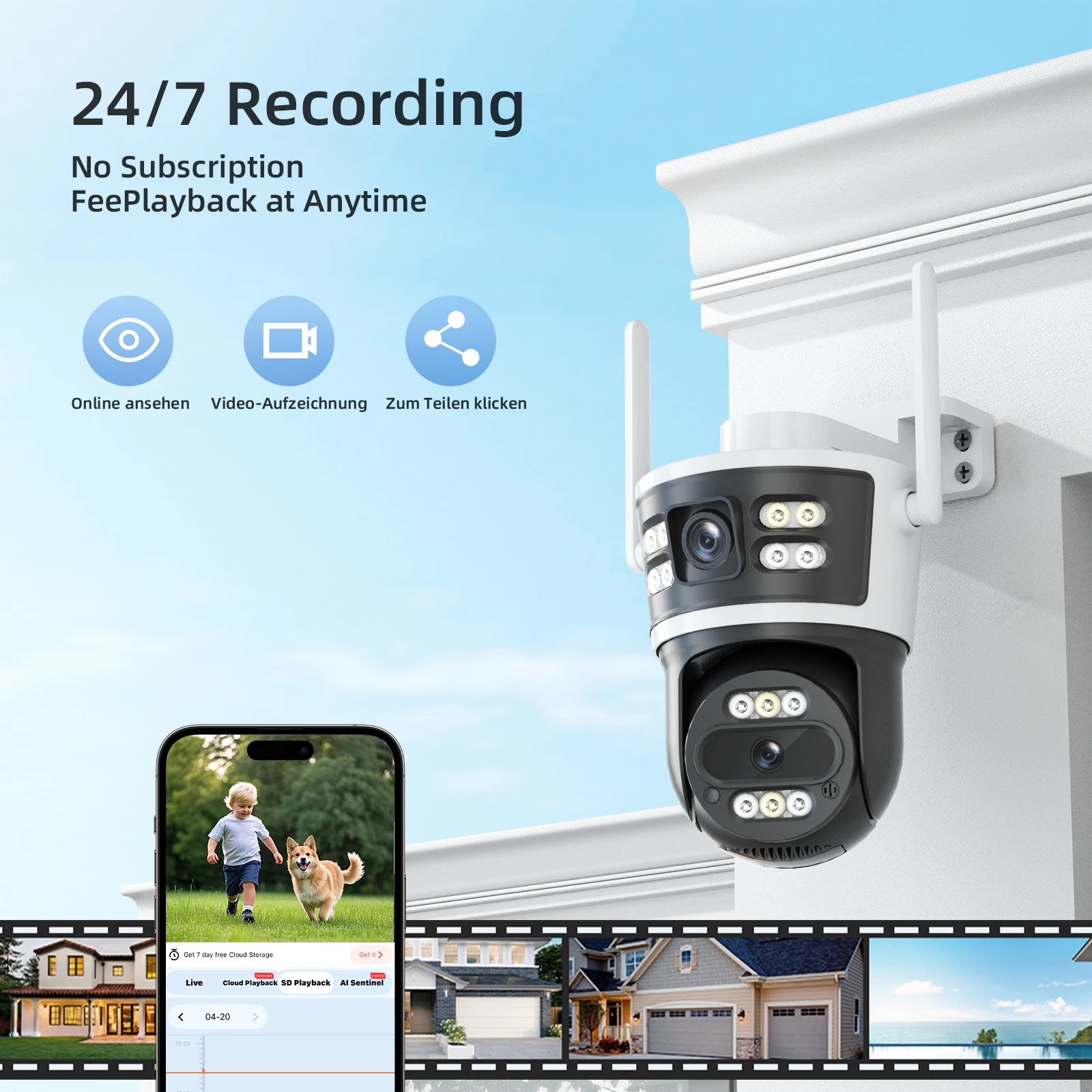 2 قطعة كاميرا واي فاي بعدسة مزدوجة أمن الوطن الذكي PTZ كاميرات IP 5MP اللاسلكية في الهواء الطلق شاشات مزدوجة تتبع السيارات مراقبة الفيديو