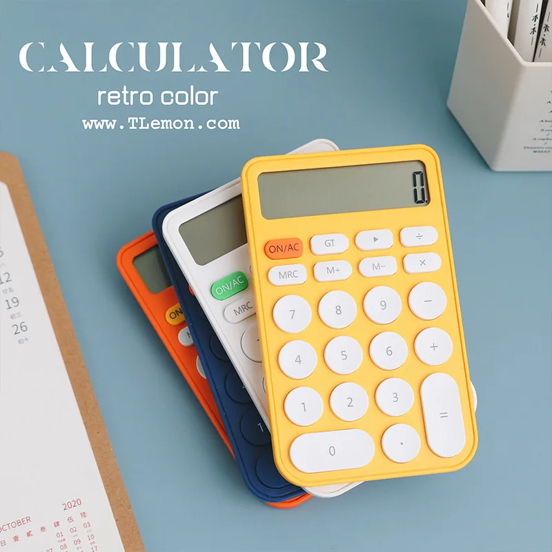 Fashion Candy Color Calculator Learning Office Calculator Accounting Mini Portable 12-digit Display Large-screen Calculator