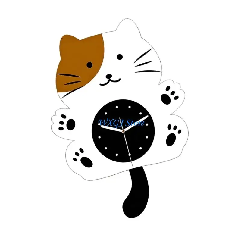 37JE Acrylic Animal Wall Clock for Bedroom Decor, Quiet Non Ticking Analog Accent in 11 x 15.6 Inch Wall Size for Indoor Display