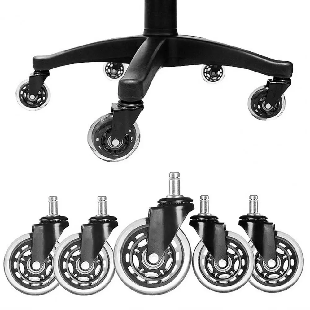 75mm Office Chair Wheels Quiet Chair Casters Smooth Rolling Floor Protect Swivel PU Casters Replacement Set For Coworking Spaces