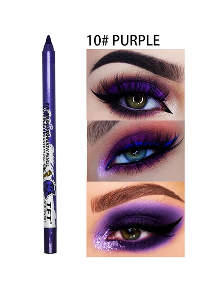 Matita eyeliner ad asciugatura rapida Penna eyeliner colorata a lunga durata Impermeabile Nessuna fioritura Blu Rosa Strumenti cosmetici 14 colori