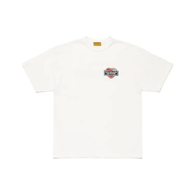 T-shirt à manches courtes à double col imprimé canard sur la poitrine HUMAN MADE FW25 pour hommes et