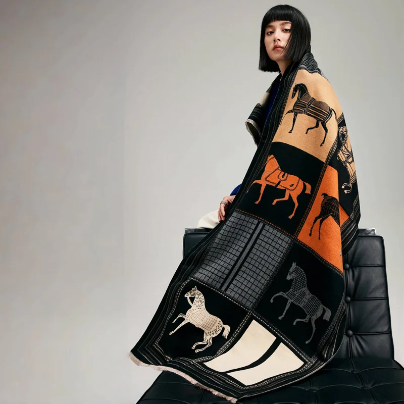 العلامة التجارية الجديدة النمط الوطني الكشمير وشاح الشتاء النساء الباشمينا شالات بطانية دافئة يلتف الإناث فولارد باندانا الأوشحة السميكة