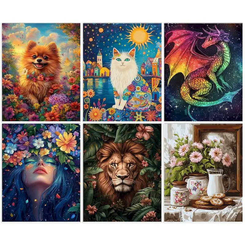 

GATYZTORY Modern Painting By Numbers For Adults Scenery Diy Numbers Painting Kits Lion Coloring By Numbers For Home Decors