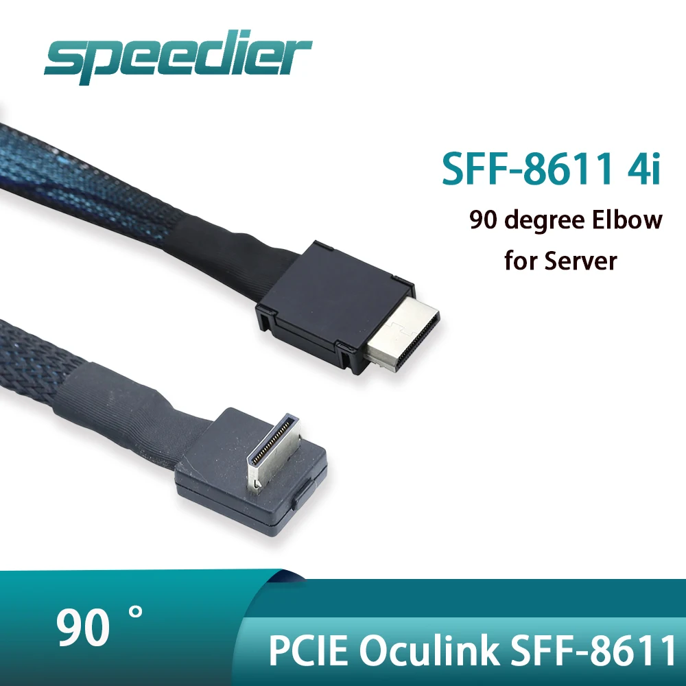 

Turn 90 Degree Elbow PCIE Oculink SFF-8611 4I 42P To SFF 8611 4I for Server High-speed Line Cable PCI-E 0.35m 0.5m Bend