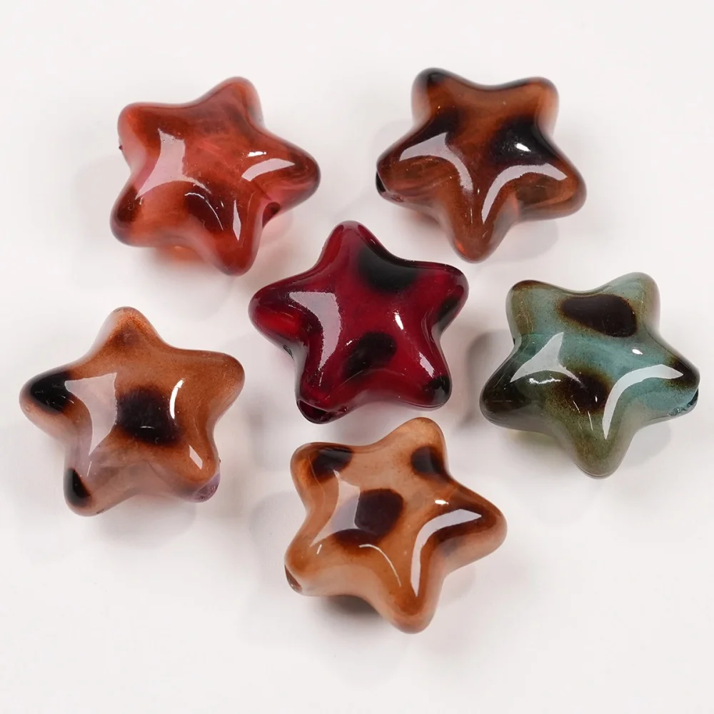6pcs Colorful Heart Star Butterfly Beads Leopard Series Love Acrylic Exquisite Beads Spacer Beads Jewelry Making DIY Popular
