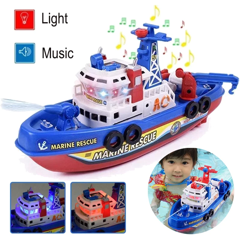 Baby Bath Toys for Kids Electric Marine Rescue Model Spray Water Play Toys for Children Shower Bath Toy with LED Light Music