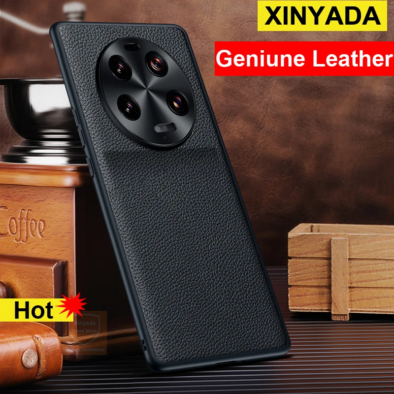 

Geniune Leather Skin Phone Case For Xiaomi 13 Ultra Real Cowhide Case For Xiaomi 13 Ultra Mi13 Mi 13Ultra Back Cover Shell Armor