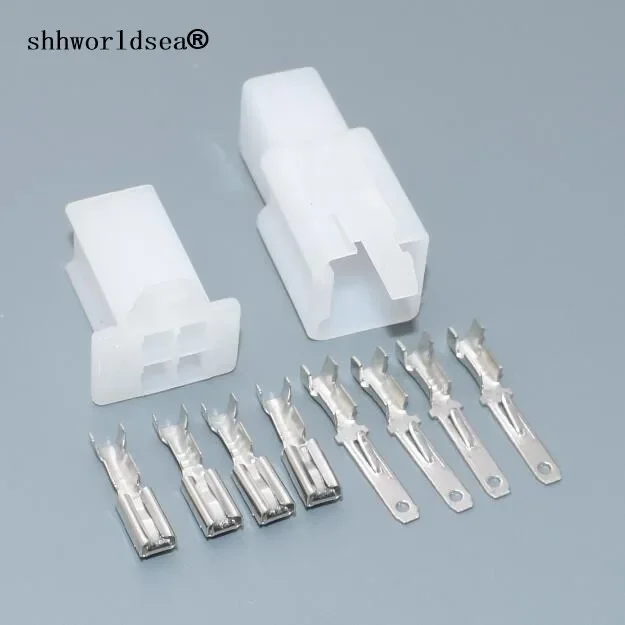 shhworldsea 10/50/100sets  Motorcycle Car ATV Scooter Boat Male Female 4P 4Way Connectors 2.8mm Terminal