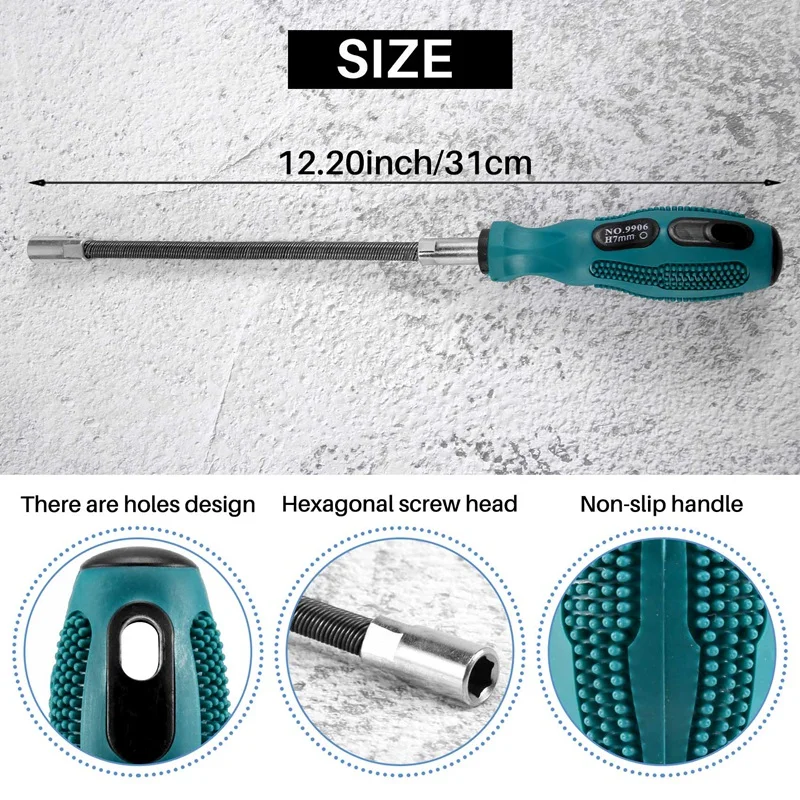 7MM ซ็อกเก็ต ไขควง ยืดหยุ่น Hex Flex Manual Socket Screw Driver เครื่องมือช่าง