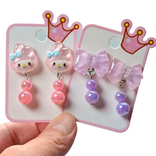 Cinnamoroll Plastic Ear Clip Kawaii Anime Cartoon Printed Princess Cosplay Props Cute Accessories Children Without Ear Piercing