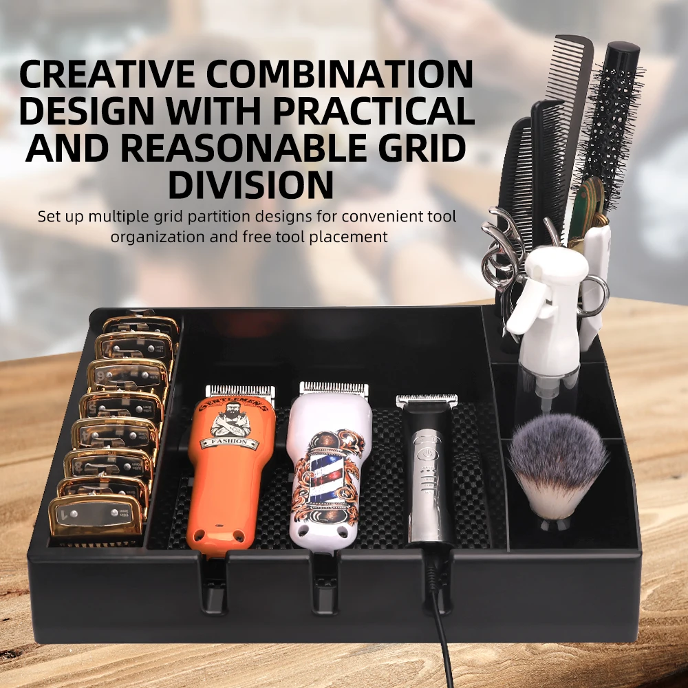 Black Barber Clipper Tray Organizer Storage Shelf