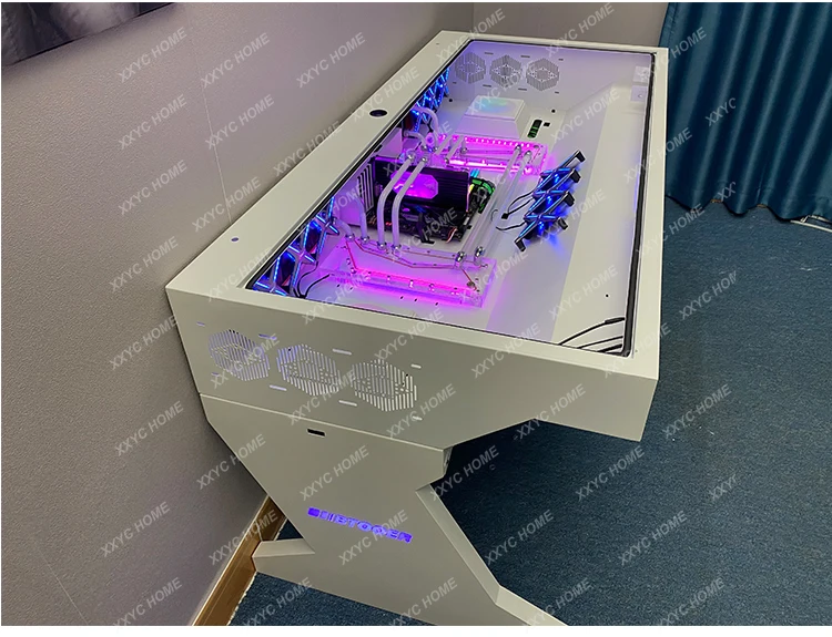 حافظة كمبيوتر مكتب متكامل شفاف بالكامل حافظة كبيرة مكتب ألعاب تبريد مياه الخيال العلمي الرائع