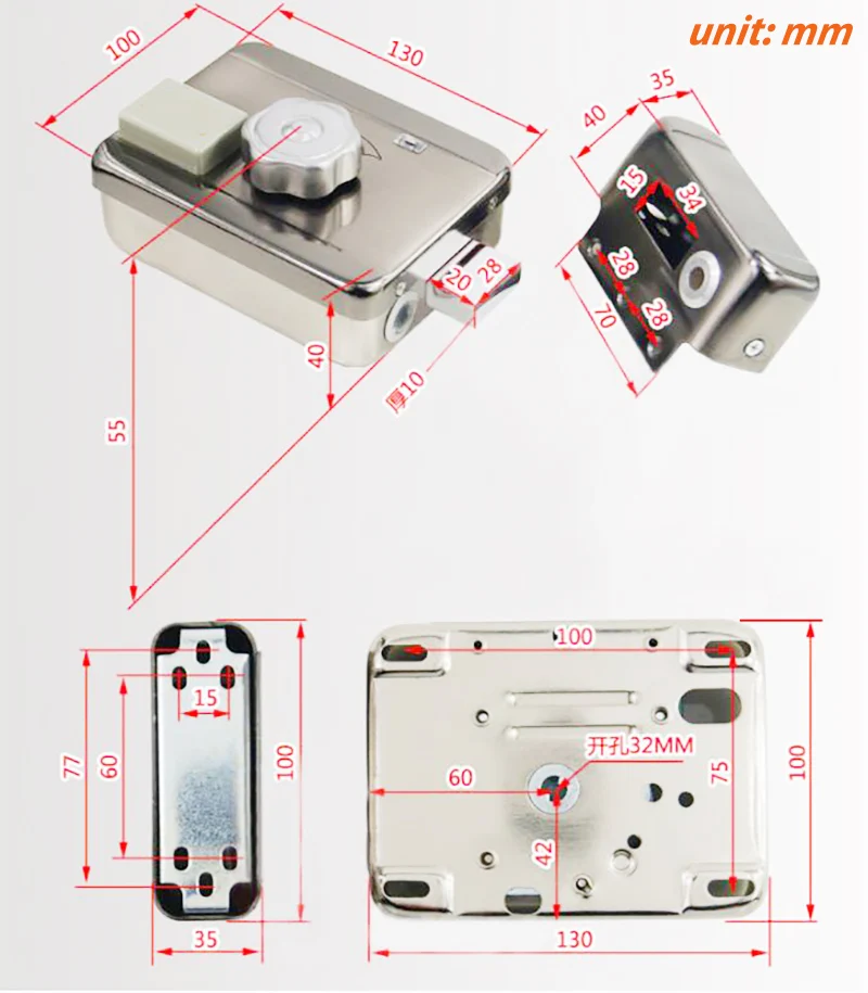 Push Button With 12V Electric Lock Mechanical RIM Lock Invisible Lock Optional Tuya SMart Life App Unlock RF remote Controler