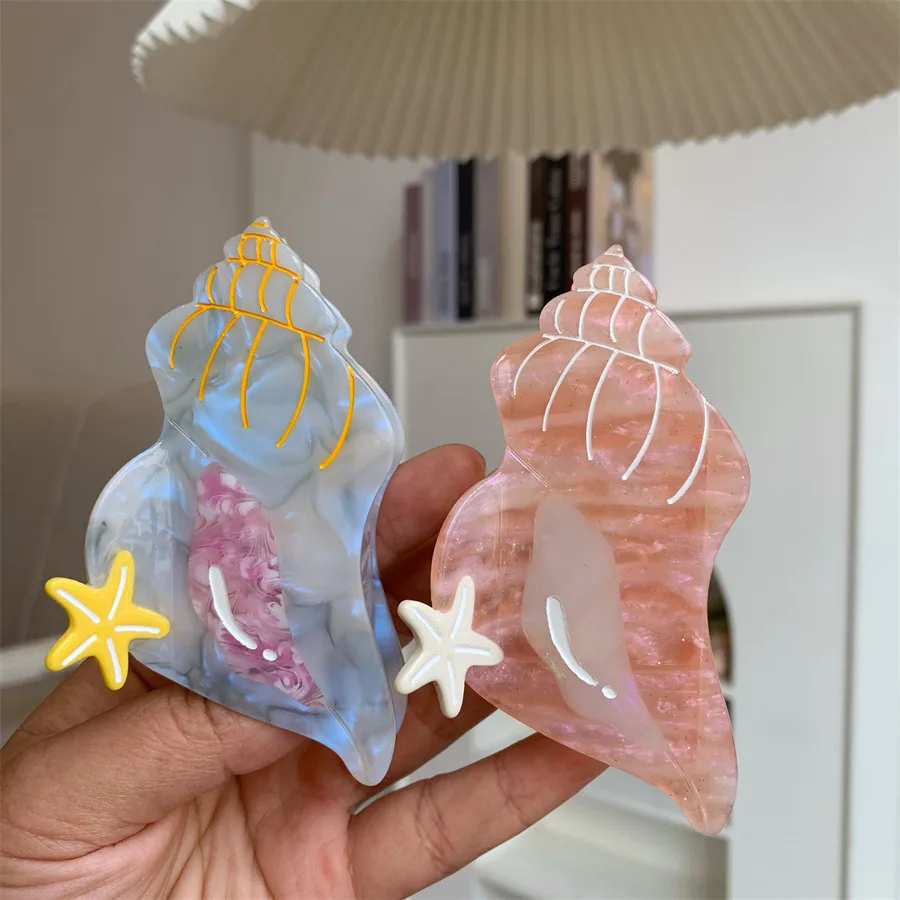 

2025 NEW Summer Ocean Series Conch Hair Claw Eco-friendly Acetate Claw Clips Trendy Hair Clips Hair Accessories for Women Girls