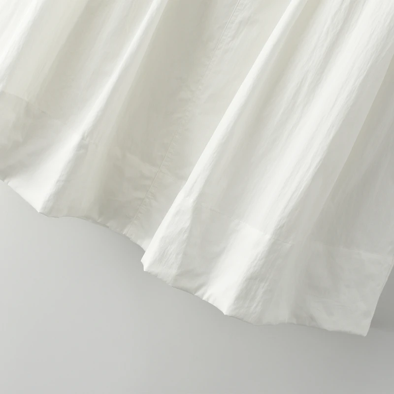 กระโปรงทรงเอเอวสูงสำหรับฤดูร้อน กระโปรงพลีทสีขาวสำหรับผู้หญิง กระโปรงทรงเอเข้ารูป กระโปรงทรงบานสำหรับใส่ไปทำงาน ผลิตจากผ้าฝ้ายผสม