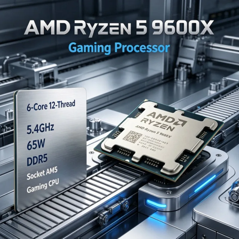 AMD Ryzen R5 9600X AM5 Computer Processor 5.4GHz 6-Core 12-Thread 65W 4nm DDR5 32MB L3 Type-C