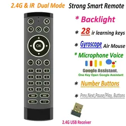 Backlight 2.4G Gyroscope Air Mouse 28 IR Learning Keys Voice Control for Android TV Smart TV Box Computer PC etc. Remote Control