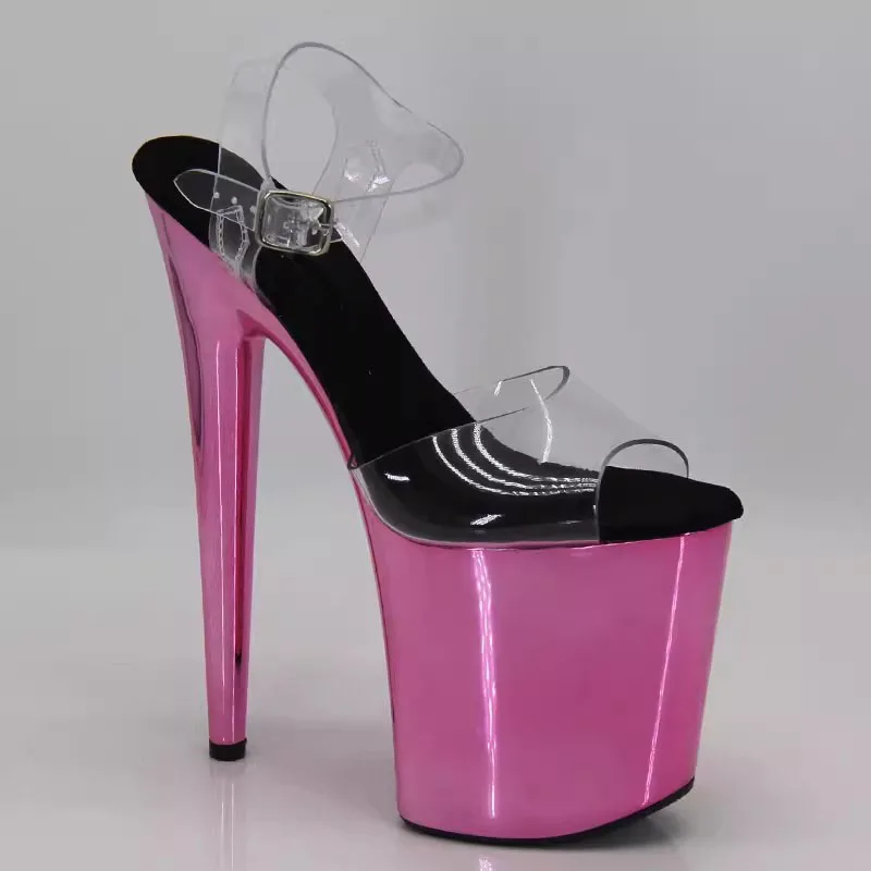 20CM Sexy Pole Dance Shoes Fashion Party Womens Sandals Transparent Buckle Striptease High Heels Fetish Platform Catwalk Shoes