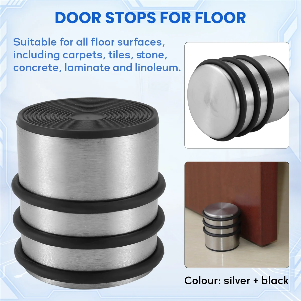 

Дверной стопор из нержавеющей стали B-T, бытовой дверной стопор для предотвращения столкновений, бесшумный дверной стопор без перфорации