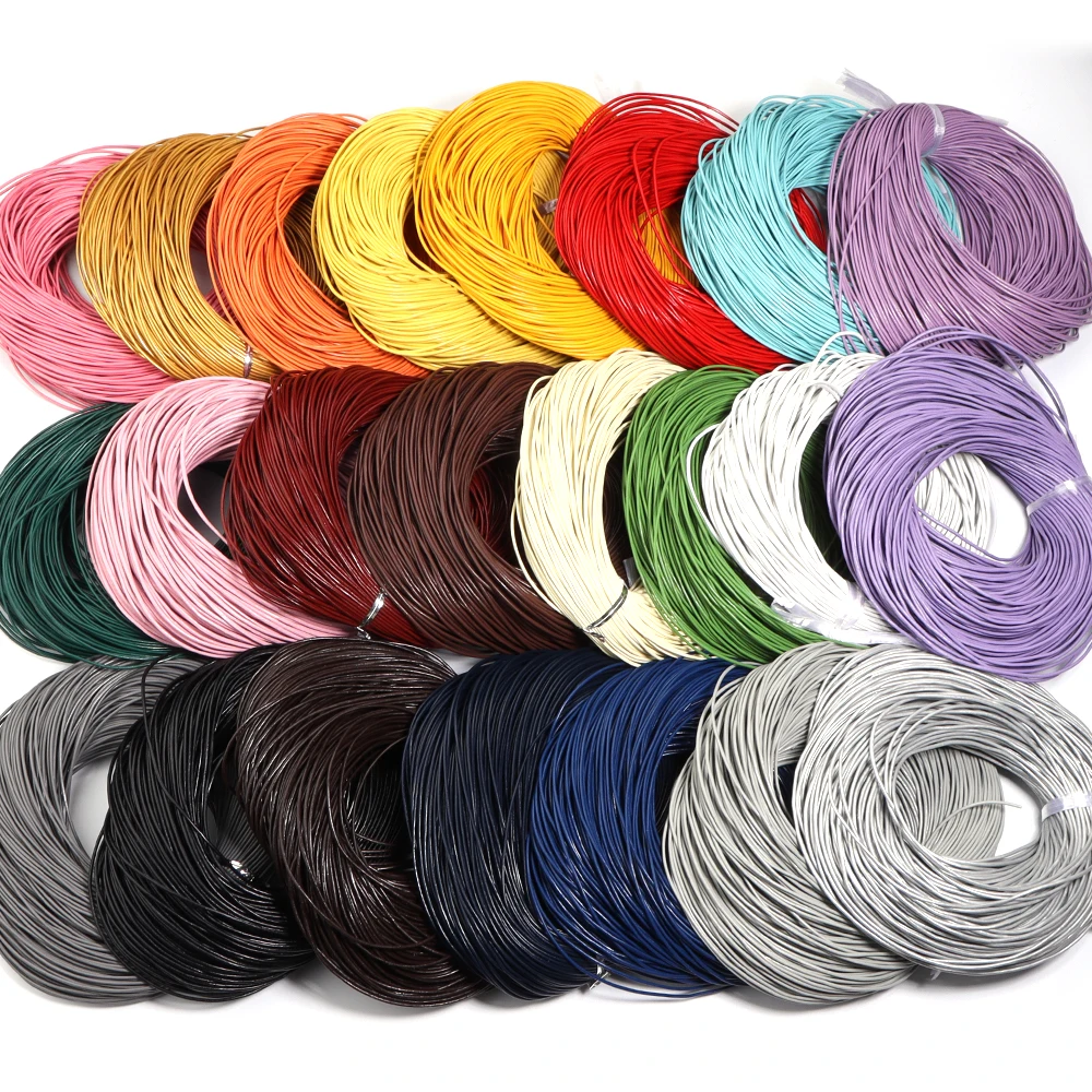 10 Yards/Lot Echtlederband Durchmesser 1/1,5/2/3mm Farbiges Rundes Lederseil für DIY Armband Halskette Schmuckherstellung Zubehör