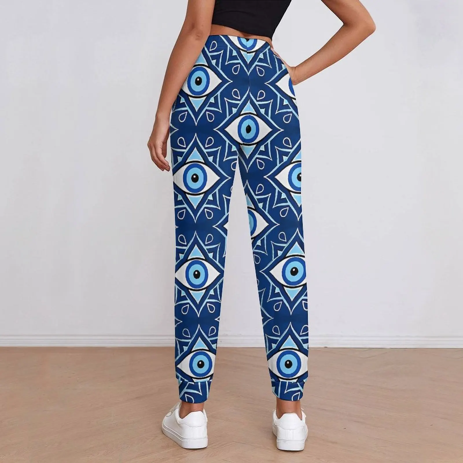 Evil Eye Jogger Pants Female Vintage Print Korean Fashion Sweatpants Spring Modern Design Trousers Big Size 2XL