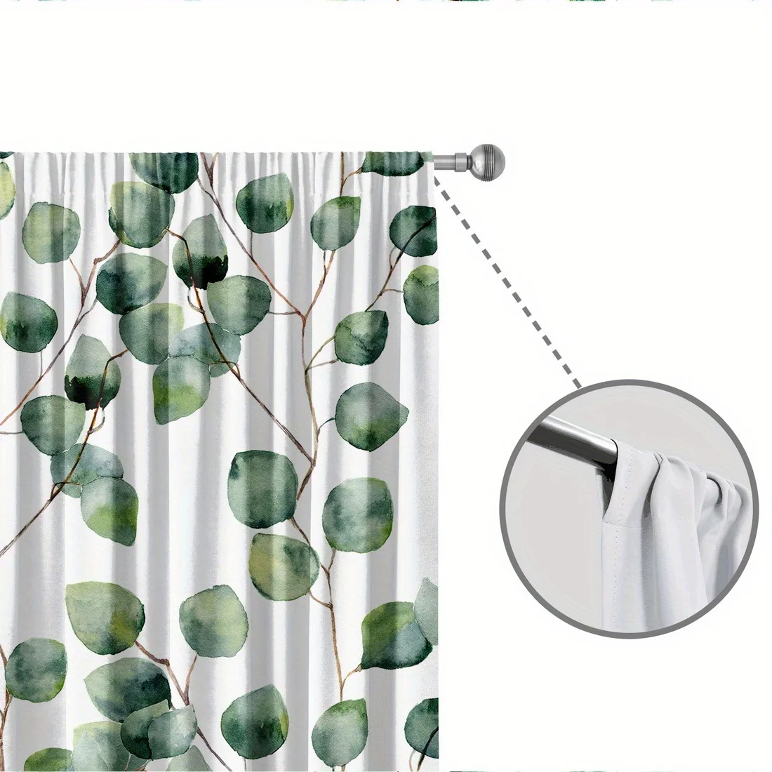قطعتان من ديكورات النوافذ المطبوعة بأوراق النبات، قماش بوليستر، قابل للغسل في الغسالة، مناسبة لتزيين غرفة النوم وغرفة المعيشة #4
