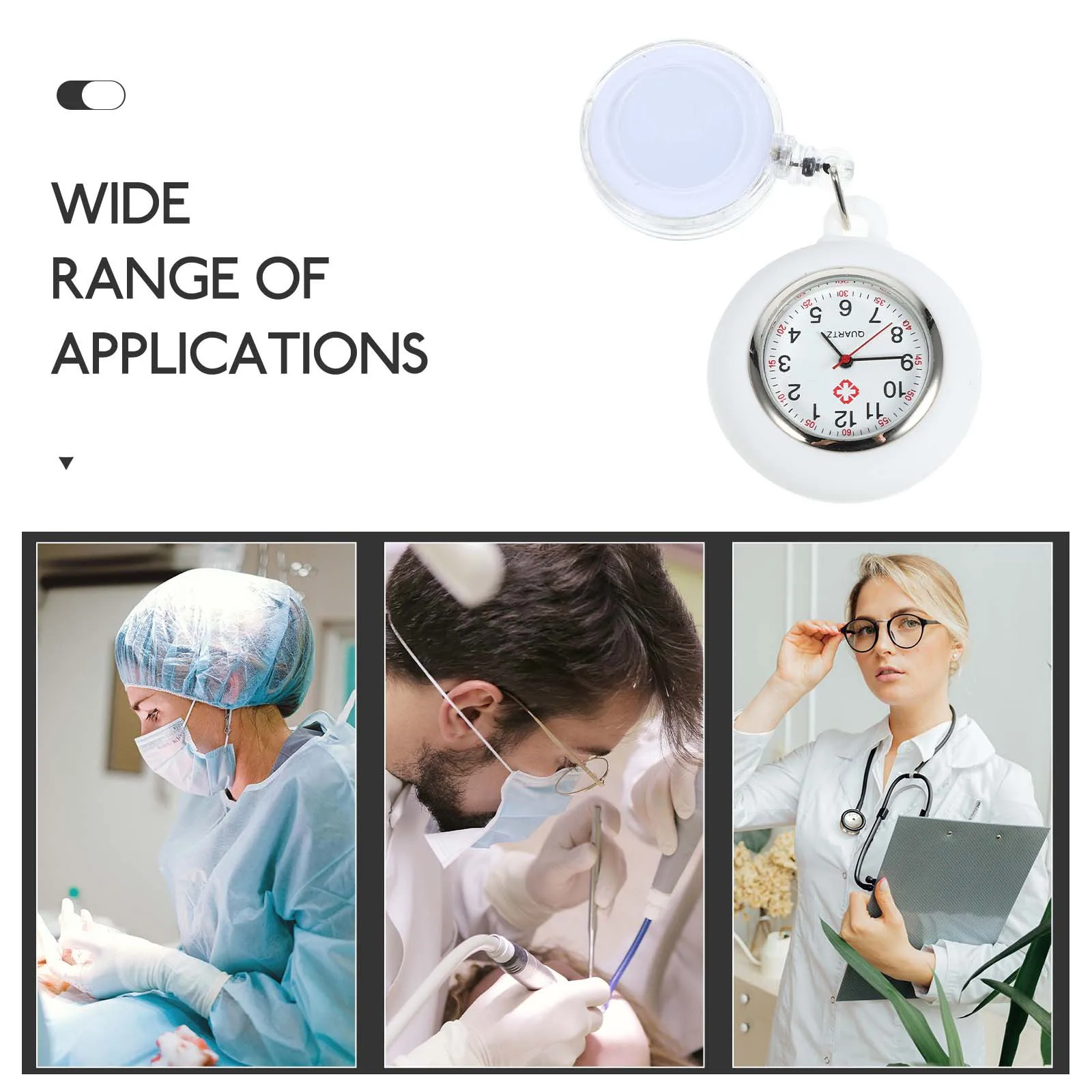 

Nurse White Clip-On Pocket For Women Men Pocket Watch For Women Students Lightweight Luminous Fob Watch Badge Reel