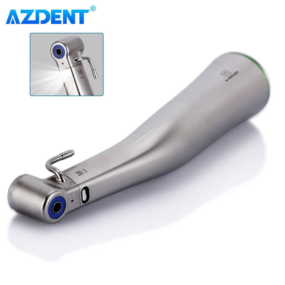 

AZDENT Dental LED Contra Angle Low Speed Handpiece Fiber Optic 20:1 Reduction Implant Push Button Torque Head Dentistry Tool