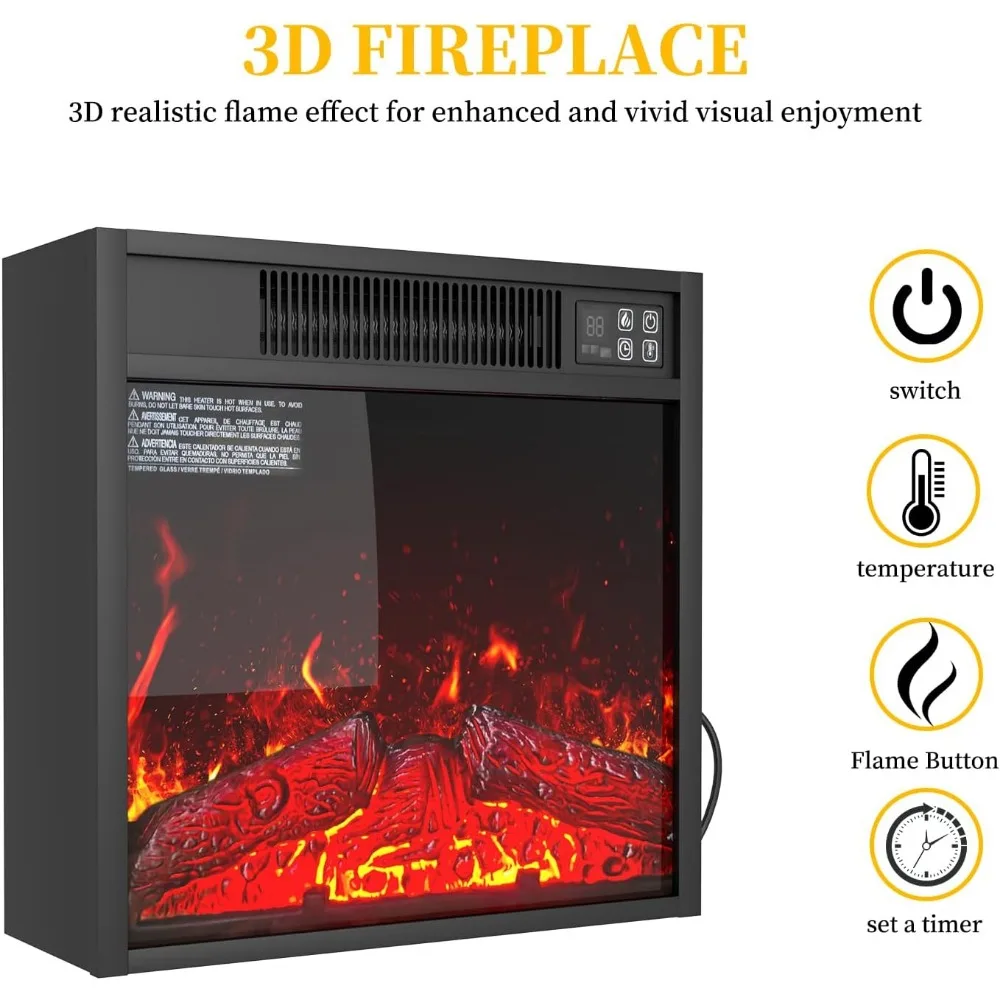 Caminetto Elettrico con LED, Caminetto Elettrico Supporto TV con Porte in Vetro e Shlef Regolabile, Camino Media Cons