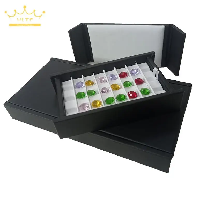 

Multi-Digit Diamond Display Boxes Gem Storage Box Jewellery Gemstone Packaging Tray V Groove Colorful Gems Holder for Exhibitor