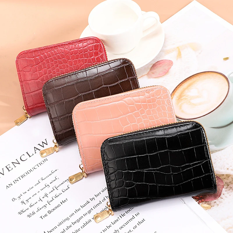 Women Short Wallets PU Leather Female Plaid Purses Nubuck Card Holder Wallet Fashion Woman Small Zipper Wallet with Coin Purse