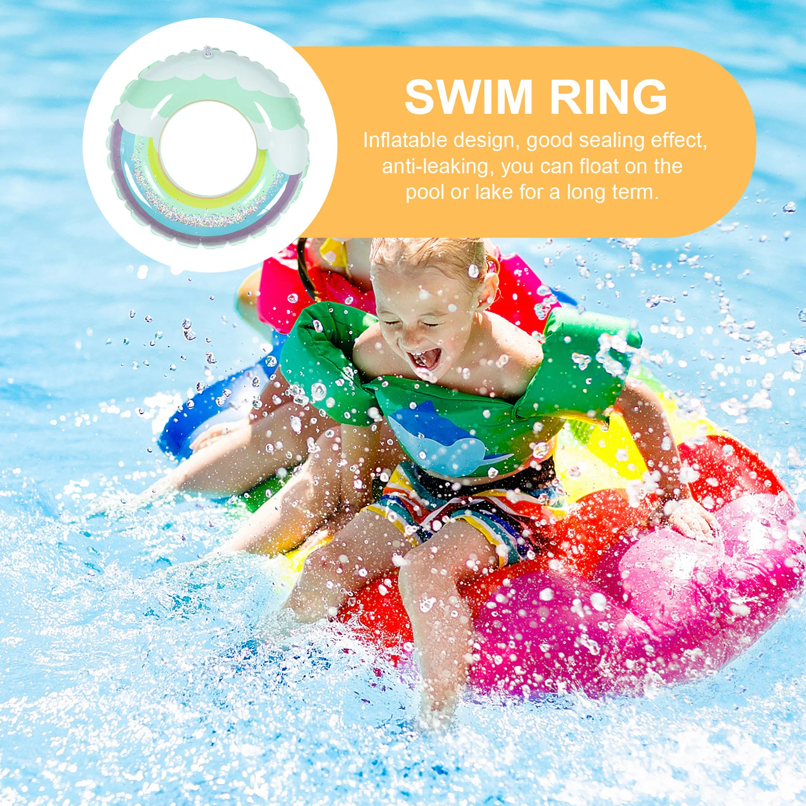 1pcs Thickened Rainbow For Kids Swimming Safe Swim Ring Leisure Beach Party Float Swim Rings For Kids Ring
