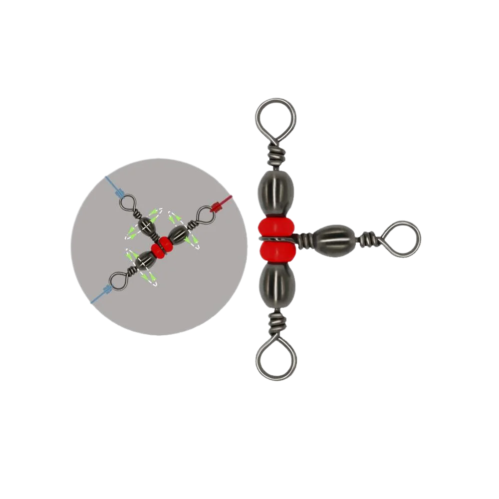 Connecteur de pêche à trois voies, anneau à pression pivotant avec perles pour hameçon, ligne de leurre, accessoires de pêche, 10 pièces
