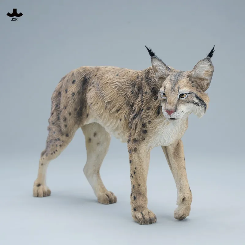 JXK 1/6 Scale Lynx Animal Model Resin Figurine Realistic Wild Cat Statue Desktop Display Collection Ornament