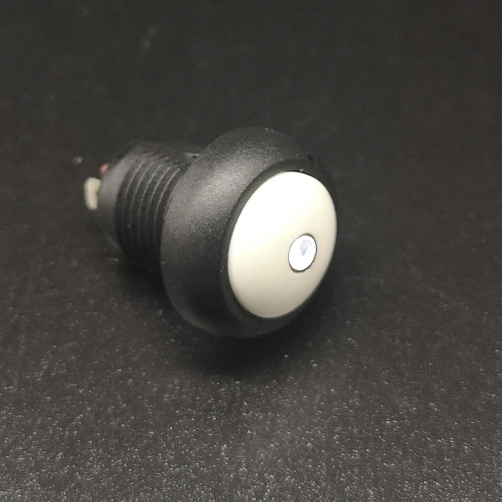 12mm Black Body Platic Switch Power Symbol LED Illumination Momentary Reset Fixation Self Locking Latching Waterproof Switch