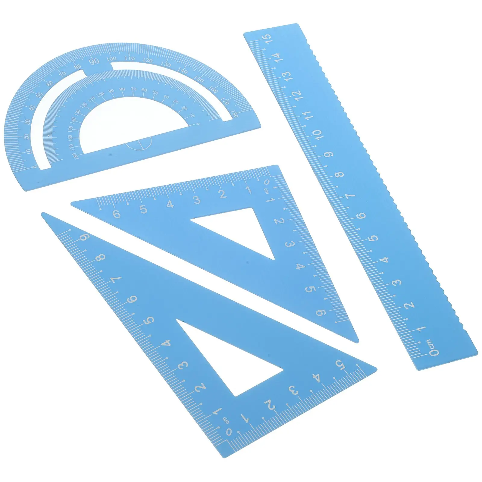 1 Set 4 Pcs Metal Mathematics Protractor Ruler Classroom Office Student Supplies Accurate Measuring Tool Drafting Kit