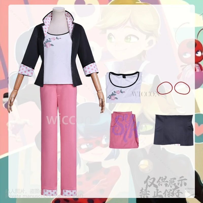 Nadybuu 6th تأثيري ريدي أنيمي زي معطف أسود النقاط الوردية بانت الوردي Kawaii موحدة Jirai Kei الفتيات حفلة الهالوين مخصصة